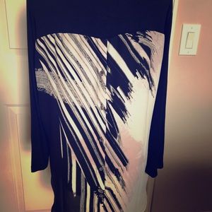 Long Sleeve Black T-shirt With Multi-colored Back